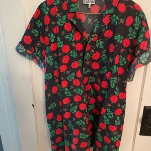 Ganni floral button up size 42